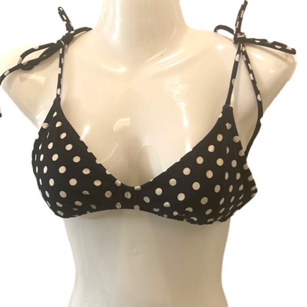 J Crew navy blue & white polka dot bikini top small
